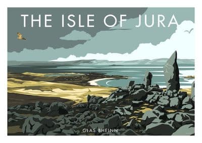 Isle of Jura, GLAS BHEINN, Inner Hebrides , Scotland  Vintage inspired Scottish Travel Poster