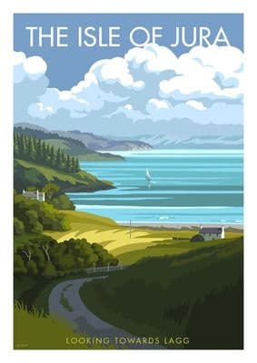 Isle of Jura, Lagg  Bay, Argyle & Bute , Scotland  Vintage inspired Scottish Travel Poster