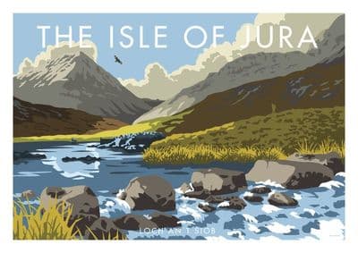 Isle of Jura, LOCH AN T SIOB, Argyle & Bute , Scotland  Vintage inspired Scottish Travel Poster