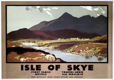 Isle of Skye, Cuillin Hills, Scottish Highlands. LNER Vintage Travel Poster by Austin Cooper