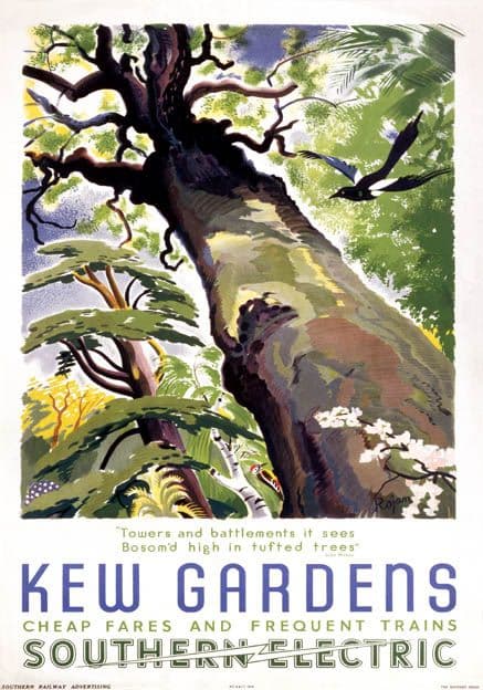 Posters By Rojan Kew Gardens Vintage SR Travel Poster by Rojan