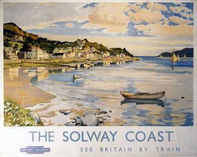Kippford on the Solway Coast, Kirkcudbrightshire, Scotland. See Britain by Train.  British Railways Travel Poster