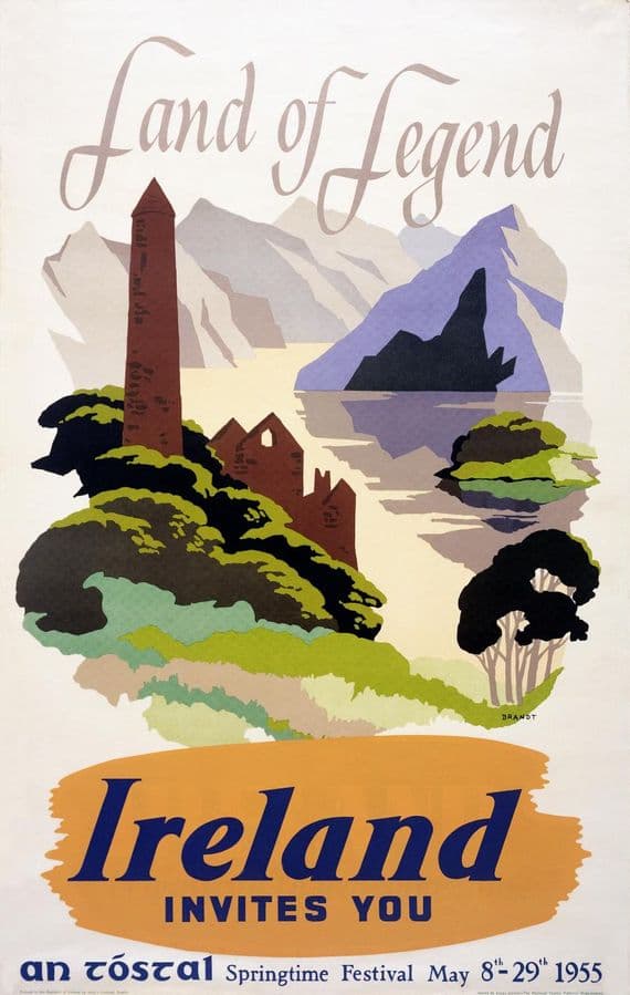 Land of Legend, Irish Travel vintage railway poster