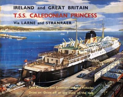 Larne Stranraer, TSS Caledonian Princess. Vintage Shipping Poster. 1960's