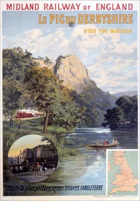 Le Pic du Derbyshire, High Tor, Matlock. Vintage MR Travel Poster by Clement Aunston
