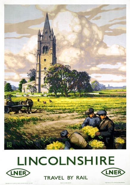 Lincolnshire, Travel by Rail. Vintage LNER Travel Poster by 'B' (John Bee)