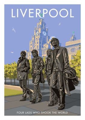 Liverpool, Four lads that shook the world, The beetles  poster by  Stephen Millership
