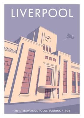 Liverpool,  Littlewoods Pools building 1938.  Vintage Inspired poster by  Stephen Millership