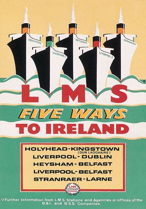 LMS Five ways to Ireland Travel Poster Print.