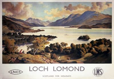 Loch Lomond, Dunbartonshire. LNER/LMS Vintage Travel Poster by Patrick James MacIntosh