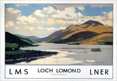 Loch Lomond, Stirlingshire & Dunbartonshire.  LMS Vintage Travel Poster by Norman Wilkinson