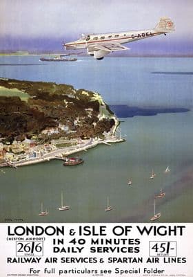 London & Isle of Wight. Vintage SR Travel Poster by Charles Pears. 1935