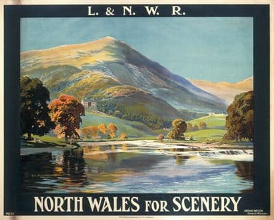 London & North Western Railway poster Railway Travel Poster, North Wales for Scenery