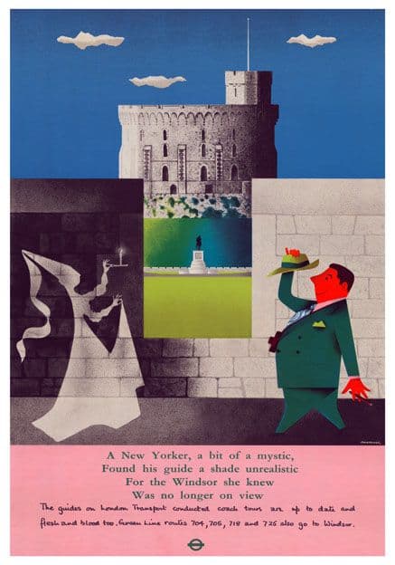 London Transport conducted coach tours to Windsor, by John Bainbridge, 1956. Travel Poster Print