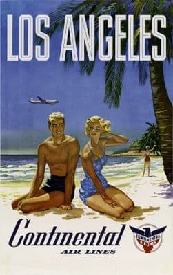 Los Angeles Travel Poster by Continental Air Lines.