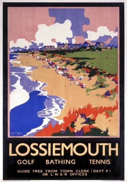 Lossiemouth, Moray Firth, Scotland vintage railway travel poster.