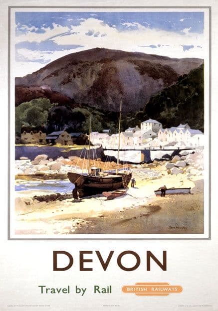 Lynmouth, Devon. Vintage British Railway (WR) Travel poster by Jack Merriott. c1950