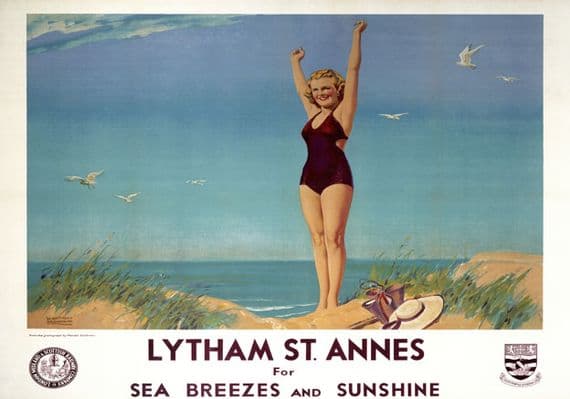 Lytham St Annes, Lancashire. Vintage LMS Travel poster by W Smithson Broadhead