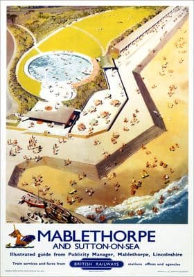 Mablethorpe & Sutton-on-Sea, Lincolnshire. BR (ER) Vintage Travel Poster by Donald F Blake