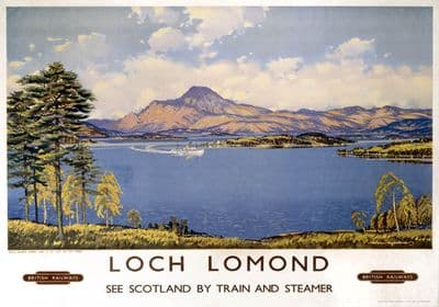 Maid of the Loch, Loch Lomond, Stirlingshire & Dunbartonshire. BR (SR) Vintage Travel Poster 1959