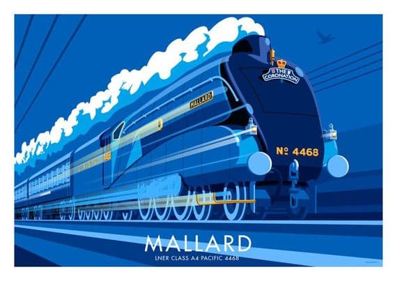 Mallard LNER Class  A4 Pacific 4468 Vintage inspired railway train  poster by  Stephen Millership