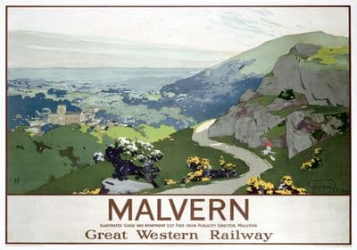 Malvern Hills, Worcestershire. GWR Vintage Travel poster by Graham Petrie