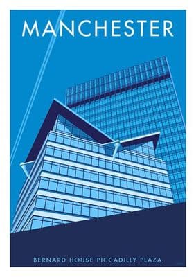 Manchester Bernard House Piccadilly Plaza, Vintage Inspired  poster by  Stephen Millership