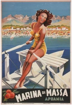 Marina di Massa, Italian Travel Poster, 1949
