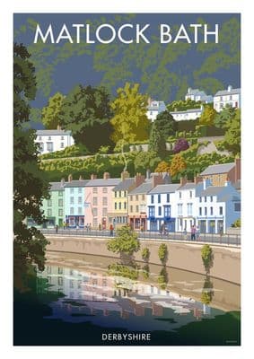Matlock Bath. Derbyshire English Vintage inspired travel poster by Stephen Millership