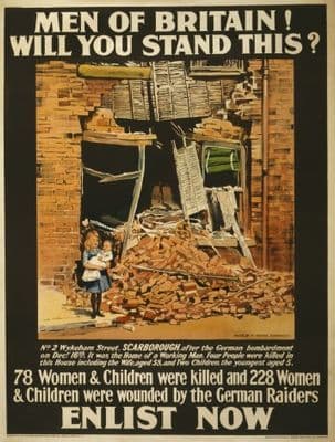 Men of Britain! Will you stand this? Vintage WW1 Poster.