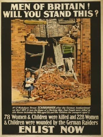 Men of Britain! Will you stand this? Vintage WW1 Poster.