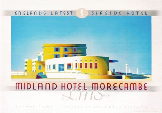 Midland Hotel Morecambe, Lancashire. Vintage LMS Travel Poster, 1933