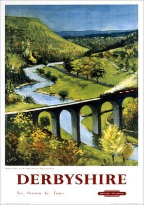 Monsal Dale, Derbyshire. British Railways (LMR) Vintage Travel Poster by Peter Collins