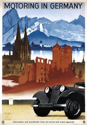Motoring in Germany Vintage Travel Poster