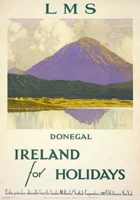 Mount Errigal, Co Donegal, Ireland for Holidays. LMS Vintage Travel Poster by Paul Henry