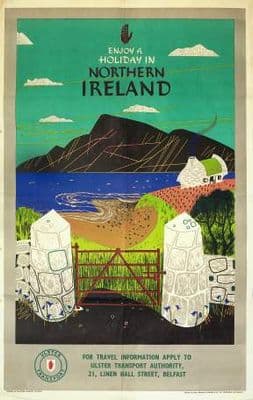 Mourne Mountains, Ulster Art travel Poster, Northern Ireland, Irish Gates
