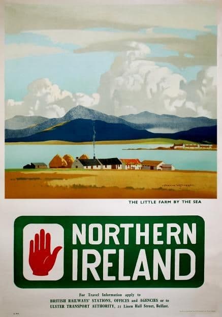 Newcastle Mourne Mountains Slieve Donard Northern Ireland Little Farm by the Sea Travel Poster Print