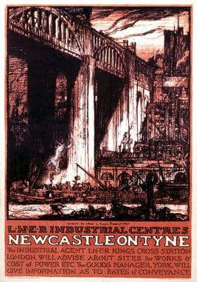 Newcastle on Tyne, Northumberland, LNER Industrial Centres. Vintage Travel Poster by Sir Frank William Brangwyn