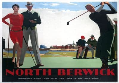 North Berwick, East Lothian, Golf. LNER Vintage Travel Poster by Andrew Johnson