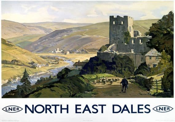 North East Dales, Yorkshire. LNER Vintage Travel Poster by E Byatt. 1930