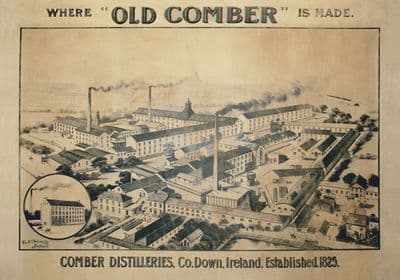Old Comber Distillery, Co Down, Northern Ireland. Established 1825. Vintage Advert Poster