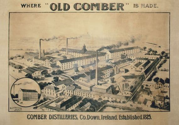 Old Comber Distillery, Co Down, Northern Ireland. Established 1825. Vintage Advert Poster