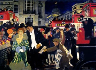 Painting of Piccadilly, London, Poster Art Print 1926