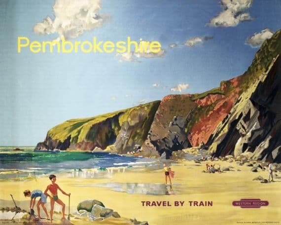 Pembrokeshire, Wales, Vintage Travel Railway Poster Print by British Railways Western Region