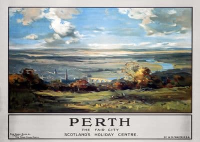 Perth, The Fair City, Scotland. LMS Vintage Travel Poster by WM Frazer