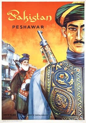 Peshawar, Pakistan. Vintage Tourism Travel poster. 1963