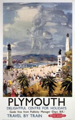 Plymouth, Devon, Sir Francis Drake. Vintage British Railways Travel Poster.