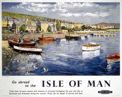 Port St Mary, Isle of Man. Vintage British Railways (LMR) Travel poster by Peter Collins