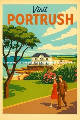 Portrush  Promenade , Arcadia, North Coast, Northern Ireland.  Vintage Inspired Poster