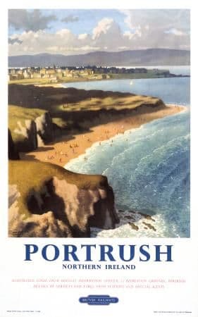 Portrush, Ramore Head, County Antrim, Northern Ireland. Vintage BR Irish Travel poster
